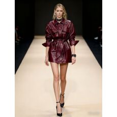 批发皮衣新款女春秋高腰韩版帅气机车中<b class='q'>长款</b>宽松收腰pu皮外套潮