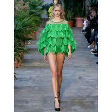 批发<b class='q'>欧美</b>风绝美超仙气层层花瓣拼接网纱圆领衬衫女高级感流光减龄上衣