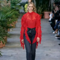 批发迷人知性风新款<b class='q'>欧美</b>风时尚海带流苏雪纺套头<b class='q'>上衣</b>