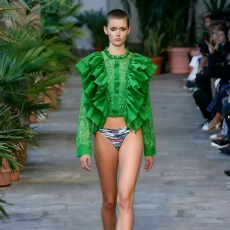 批发潮牌新款女装雪纺拼接荷叶边蕾丝上衣设计感<b class='q'>镂空</b>长袖衬衫