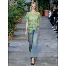 批发高级感水溶蕾丝绣花短袖上衣女<b class='q'>不规则</b>设计感小众蕾丝衫