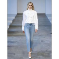 批发宫廷风立领重工立领衬衫女长袖木耳边立体花朵设计轻奢气质上衣