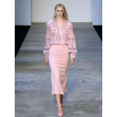 批发<b class='q'>欧美</b>风轻奢高级感翻领衬衫女冬季羽毛拼接设计名媛御姐气质上衣潮