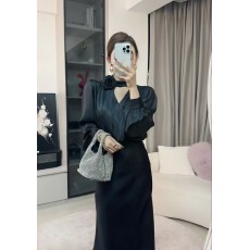 批发韩版玫瑰胸花飘带衬衫<b class='q'>女</b>长袖叠穿职业通勤衬衣法式气质V领上衣