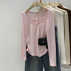 批发实拍图小众设计感镂空针织<b class='q'>打底</b>衫女秋季2025新款独特漂亮单穿<b class='q'>上衣</b>