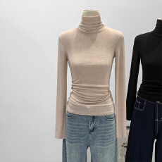 批发实拍莱赛尔天丝羊毛<b class='q'>高领</b><b class='q'>打底衫</b>女秋冬2025新款修身显瘦堆堆领上衣