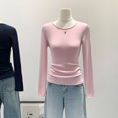 批发<b class='q'>实拍</b>图独特镂空磨毛打底衫女秋冬2025新款修身显瘦高级感内搭上衣