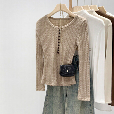 批发<b class='q'>实拍</b>图韩系亨利领麻花针织打底衫女秋冬2025新款修身显瘦内搭上衣