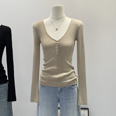 批发实拍巨好看的V领内搭打底羊毛针织衫女秋冬2025<b class='q'>新款</b>修身内搭上衣