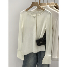 批发实拍图超好看开衩喇叭袖针织<b class='q'>打底衫</b>女秋冬新款<b class='q'>修身</b>内搭韩系上衣
