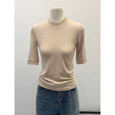 批发实拍图韩系穿搭中<b class='q'>袖</b><b class='q'>T</b><b class='q'>恤</b>女初夏2026新款爆款修身半高领五分<b class='q'>袖</b>上衣