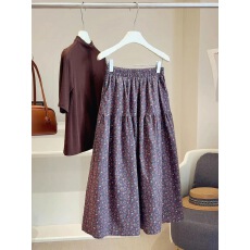 批发紫色碎花半身<b class='q'>裙</b>女秋季新款森系文艺复古<b class='q'>伞</b><b class='q'>裙</b>子高腰显瘦遮胯中长<b class='q'>裙</b>