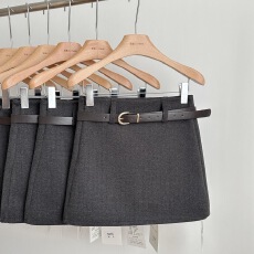 批发学院风半身裙女秋冬新款高腰显瘦百搭西装磨毛包臀<b class='q'>防走光</b>a字裙