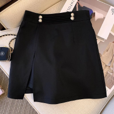 批发大码女夏装新款微<b class='q'>胖</b>mm<b class='q'>洋气</b>遮肉显瘦开叉短裙宽松高腰松紧腰半身裙