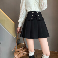 批发小香风黑色<b class='q'>半身裙</b>女秋冬高腰a<b class='q'>字</b>jk短<b class='q'>裙</b>小个子显瘦百褶<b class='q'>裙</b>2024新款