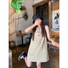 批发2026春季新款复古工装无袖背心<b class='q'>连衣裙</b>小个子高级感宽松A字
