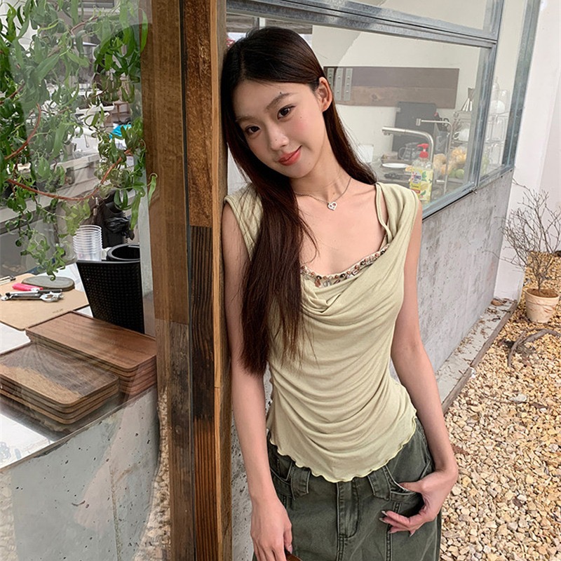 원본 것 긍정적 인 어깨 티셔츠 새로운 폭발 여름 프랑스식 흔들다 칼라 고급 작은 대중 아니요 명중 섹션 민소매 맨위