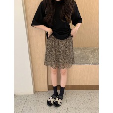 批发<b class='q'>复古</b>咖色豹纹雪纺半身裙女夏薄2026新款中裙韩系高腰A字短裙半裙