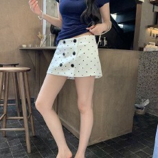 批发白色简约<b class='q'>半身裙</b>女夏季2026新款<b class='q'>包臀</b>a字波点裙子小个子显瘦短裙女