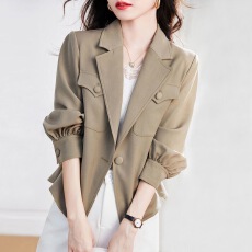 批发休闲长袖<b class='q'>外套</b>女2026春装新款<b class='q'>韩版</b>西装上衣百搭夹克宽松短款风衣
