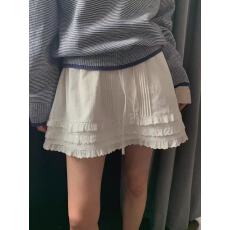 批发东大门2026春夏新款抽绳松紧腰花边半身裙女A字<b class='q'>短裙</b>屁帘叠穿