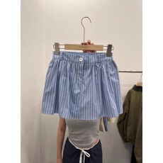 批发东大门2026夏季新款时尚百搭松紧腰显瘦条纹休闲短裤女裙裤潮