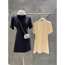 批发韩国<b class='q'>东大门</b>2026夏季新款纯色收腰显瘦小个子圆领短袖T恤<b class='q'>连衣裙</b>女