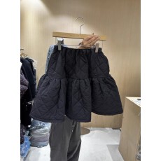 批发韩国东大门2026秋冬新款气质<b class='q'>高腰</b>菱格夹棉蓬蓬半身裙女荷叶边短裙