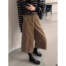 批发2025<b class='q'>秋</b>冬新款后松紧腰直筒阔腿裤八分裤灯芯绒休闲裤女