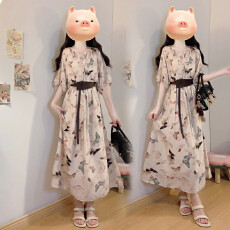 批发实拍~大码夏季新款度假风连衣裙女宽松显瘦a字裙洋气长裙三件套