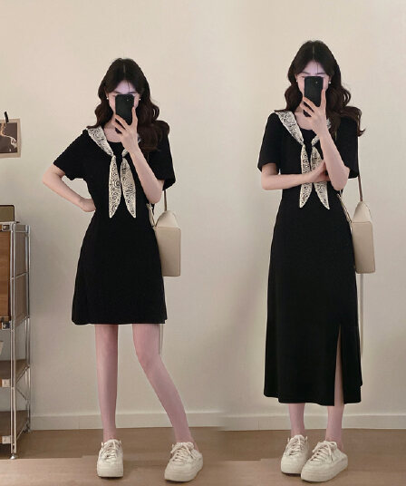 실사 빅 사이즈 여성 의류 마이크로 지방 mm 여름 새로운 숄 코디 레이스 디자인 그는 벤 바람 드레스