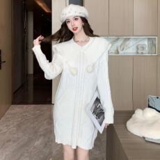 批发内搭毛衣慵懒风新款裙甜美秋冬<b class='q'>娃娃</b>领小个子软弱针织衫<b class='q'>连衣裙</b>新款