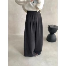 宽松版加厚保暖羊毛呢阔腿裤2024冬新款百搭休闲高腰显瘦长裤