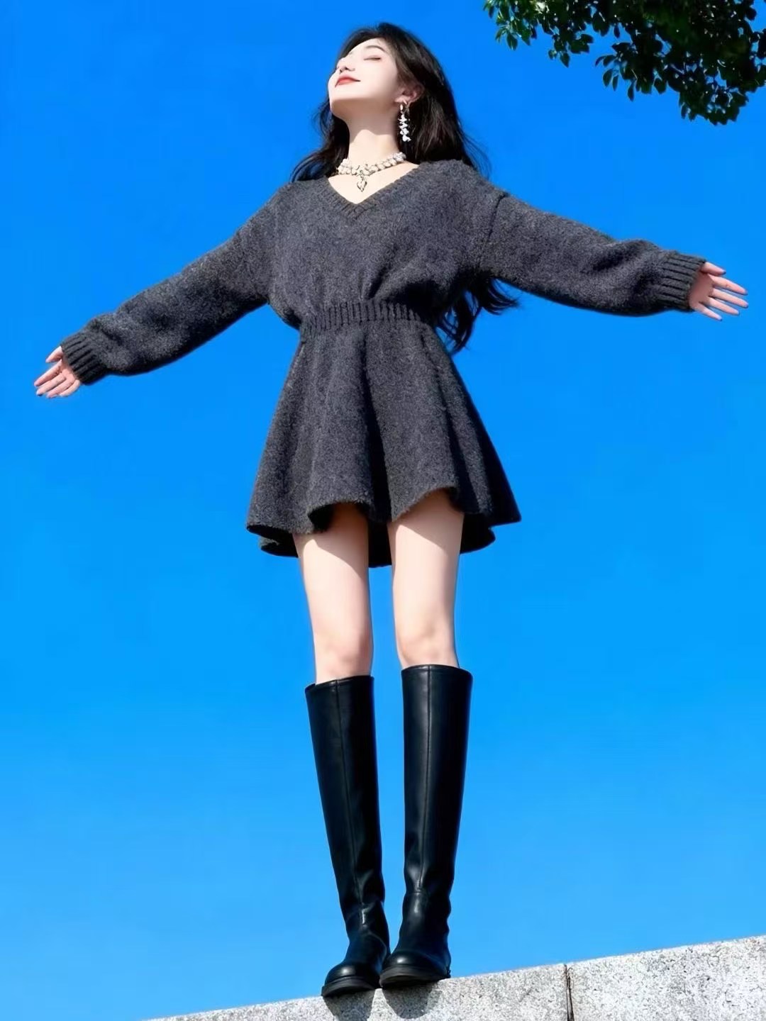 프랑스식 로얄 자매 바람 특별 아름다운 꼬집기 허리 작은 치마 세트 자이언트 잘 생긴 ~ 중 봄 드레스 여성 드레스 2026 새로운