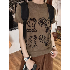 批发2026年复古趣味兔子织线老钱风<b class='q'>毛衣</b>针织正肩短袖女ins夏季辣妹t恤