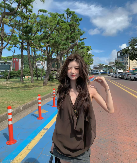 tootoo 느슨함 센스 작은 대중 Chic 행침 목 조끼 여성 여름 루즈핏 다용도 슬립 맨위 민소매 티셔츠