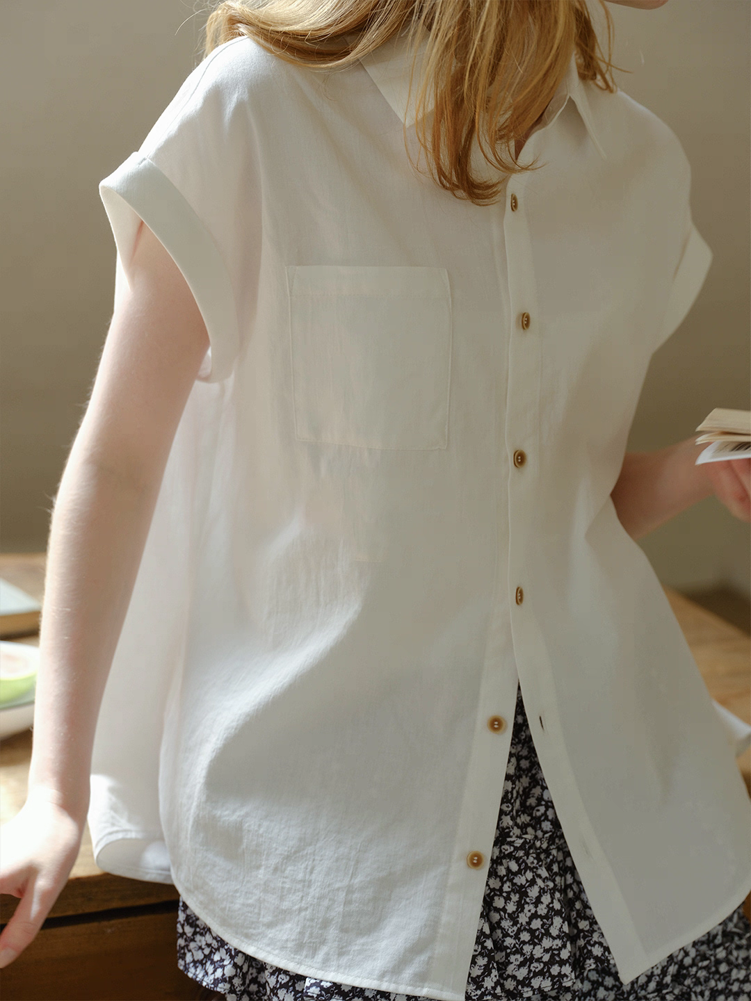 프랑스식 패치 주머니 폴로 칼라 반팔 여성 셔츠 여름 느긋한 바람 루즈핏 슬림해 보이는 일상 출퇴근 자외선 차단 셔츠