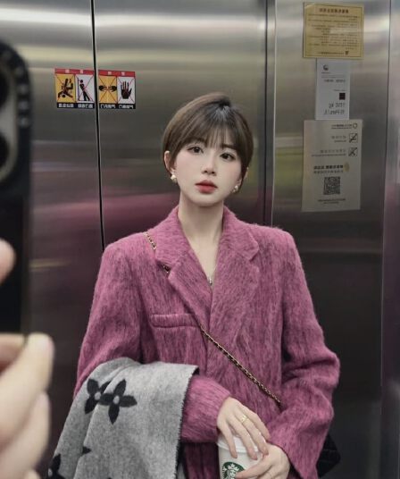 올해 인기 작은 샤넬 스타일 모직 외투 여성 겨울 새로운 정장 고급 센스 빨간색 망토 모직 바람막이 코트
