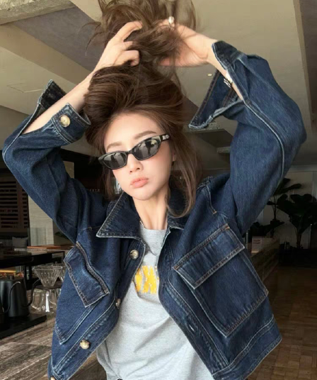 아메리칸 레트로 파란색 데님 여성 코트 봄 가을 2026 새로운 작은 키 쇼트 스타일 패션 다용도 캐주얼 재킷