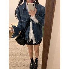批发复古百搭水洗蓝色牛仔外套女春秋2026新款设计感休闲短款夹克上衣