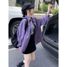 批发紫色长袖<b class='q'>衬衫</b><b class='q'>外套</b>女秋装新款<b class='q'>衬衣</b>2026爆款韩系高级感宽松休闲上衣