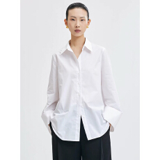 批发2026春秋女装法式极简休闲慵懒风白衬衫舒适纯棉廓形衬衣