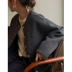 批发2026年新款女韩国秋冬新款韩版呢子短款双面呢<b class='q'>外套</b>女宽松