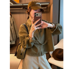 批发棉不规则POLO领斜扣衬衫女<b class='q'>欧洲站</b>2026早秋<b class='q'>新款</b>欧货女装