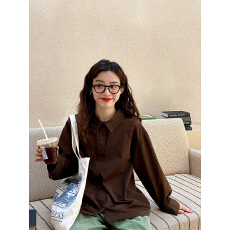 批发美拉德系满足秋天所有搭配 呼吸感<b class='q'>全棉</b>加厚长袖衬衫女
