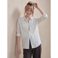 批发白色亚麻防晒<b class='q'>长袖</b>衬衫女夏季2026新款高级感宽松慵懒衬衣外套上衣
