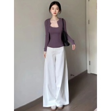 批发秋季韩系穿搭一整套女2025新款紫色吊带背心针织开衫牛仔裤三件套