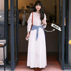 批发法式<b class='q'>白色</b>长袖衬衫连衣裙子女2025新款早秋气质高级感宽松显瘦<b class='q'>长裙</b>