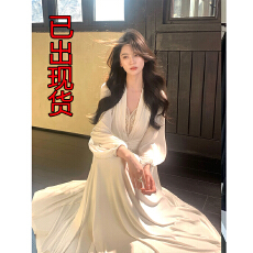 批发从一时刻淡香纯欲风蕾丝<b class='q'>拼接</b>长袖<b class='q'>连衣裙</b>扭结设计收腰显瘦长裙