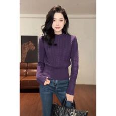 批发麻花小立领收腰厚款毛针织衫女秋冬<b class='q'>新款</b>软糯时尚<b class='q'>毛衣</b>